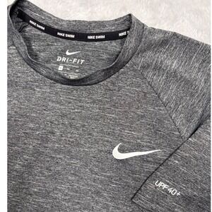 Nike Swim Rash Guard Men XL Heather Gray DriFIT UPF 40+ Short Sleeve Performance